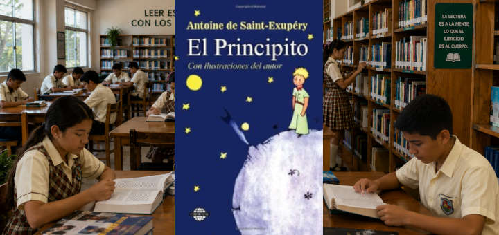 Ilustración de El Principito fomentando la lectura en estudiantes de bachillerato en Colombia.